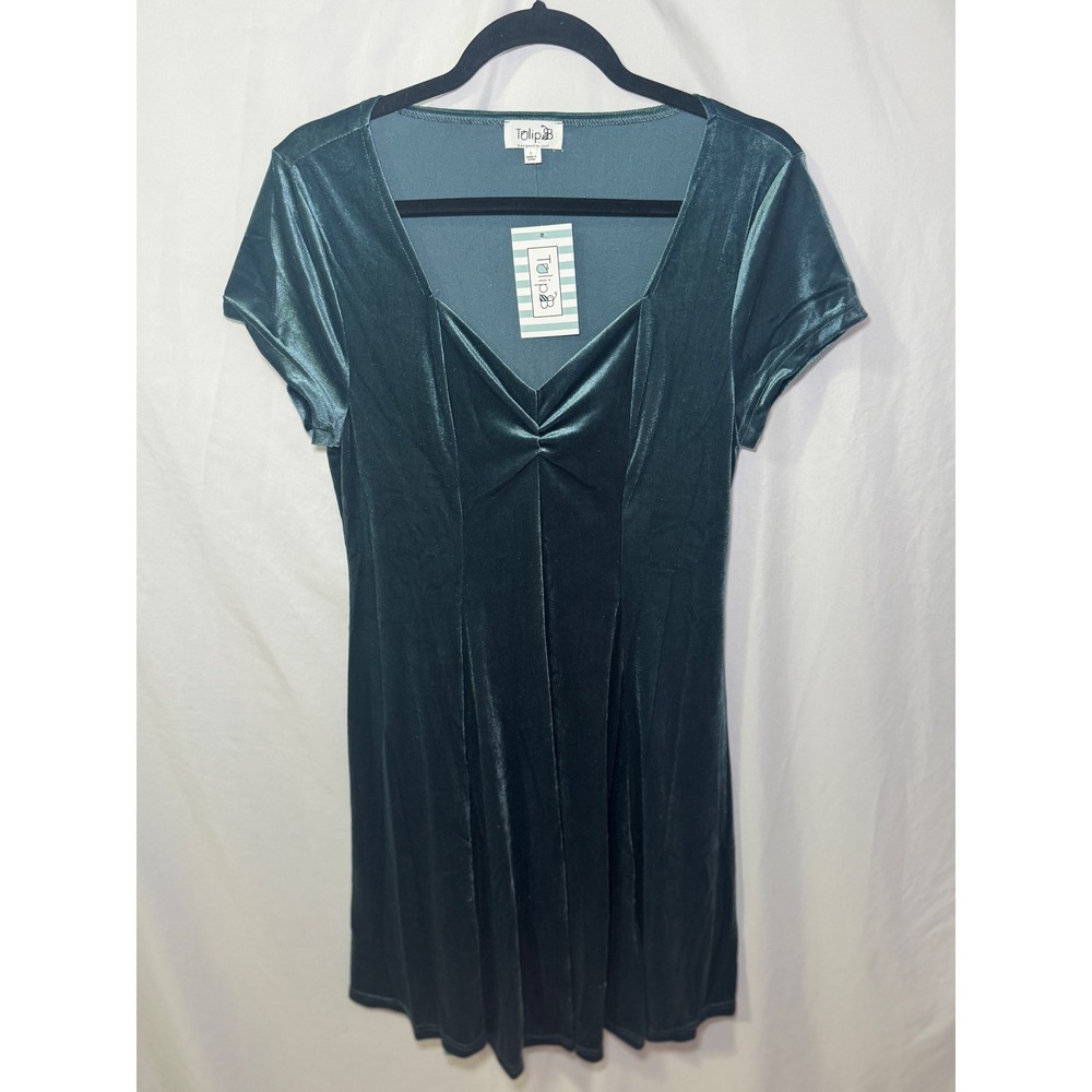 Teal Velvet Dress L Sweetheart Holiday Party Cocktail Balletcore Tulip B NWT